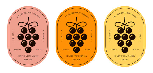 Vine label bottle grape flat style isolated on white background vector 10 eps