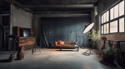 Modern and mobile: Industrial studio for the digital agency, studio photo, GENERATIVE AI