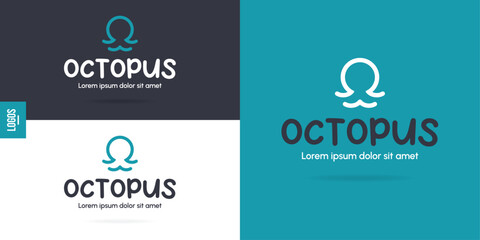 Octopus Minimalist Logo - Flat Design - Thin Outline - Elegant and Rounded - Modern Design and Typography