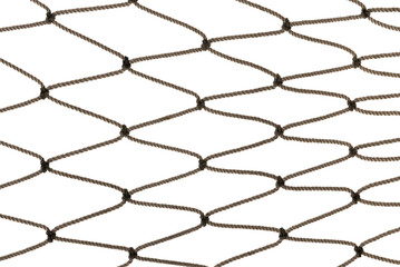 Fototapeta premium Football or tennis net. Rope mesh on a white background close-up