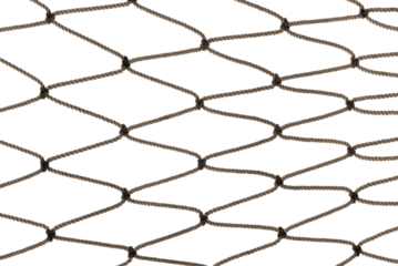 Football or tennis net. Rope mesh on a white background close-up