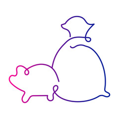 Money Management with Piggy Bank and Money Bag Icon