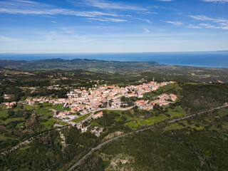 Aerial photo of Aglientu village in northern Sardegna, Sassari Province