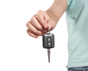 Car key in hand cut out