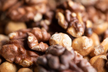 Macro view on a nuts mix
