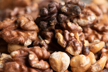 Macro view on a nuts mix