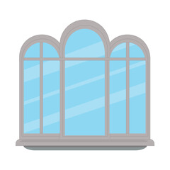 Vector of window with curtain.