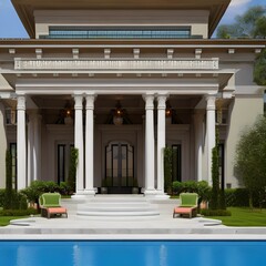 Obraz premium beautiful Neoclassical house51, Generative AI