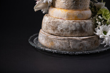 Close up on a stack of cheese pieces