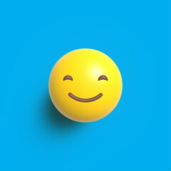 Slightly Face with Smiling Eyes, Vector 3D Design Art