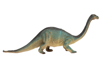 A worn plastic long necked dinosaur isolated. Brachiosaurus.