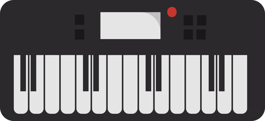 a black piano, a popular modern harmonic instrument played by pressing it
