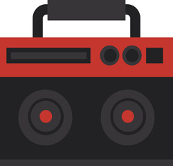 a black radio with a red hue to listen to music or news
