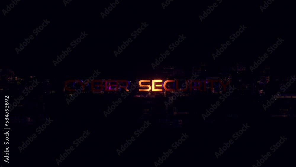 Poster cyber security glitch text effect cinematic trailer title background with digital sci-fi hi-tech con