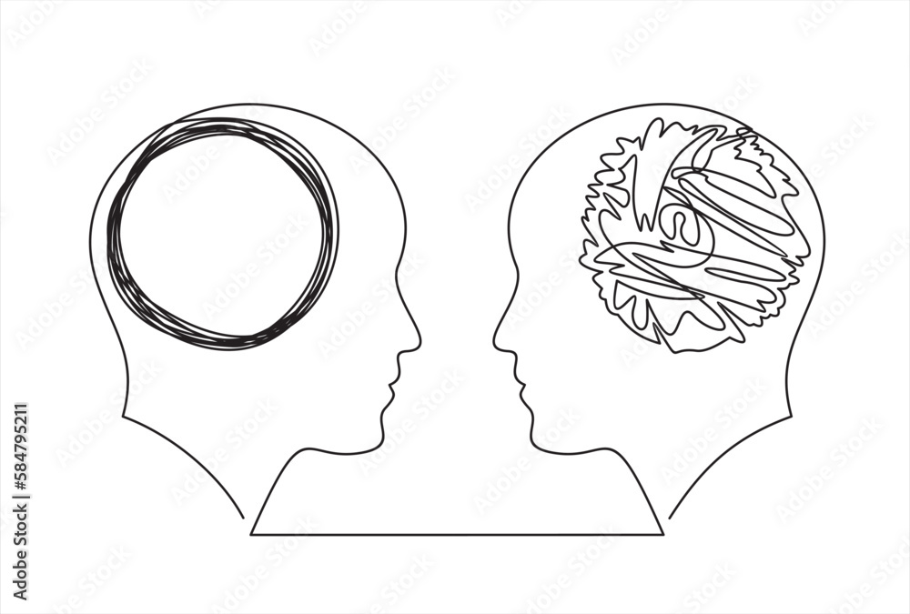 Poster chaos and order abstract minimalist concept vector illustration. metaphor of disorganized difficult 