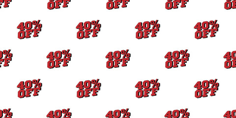 Sale 40 percent off banner pattern. Vector illustration. - obrazy, fototapety, plakaty