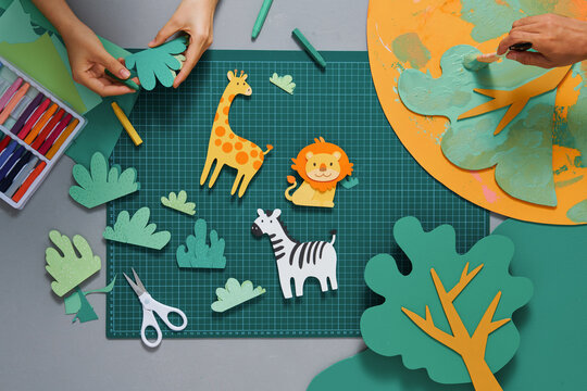 Animal shape from paper for creative project concept. 