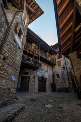 Street of the old medieval town of Canale di Tenno on Lake Garda