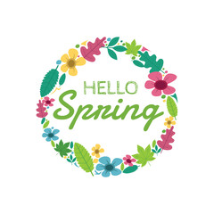  Hello spring lettering with flowers