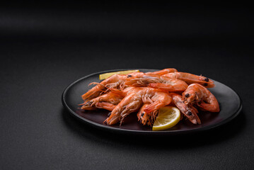 Tiger shrimp or langoustine boiled with spices and salt