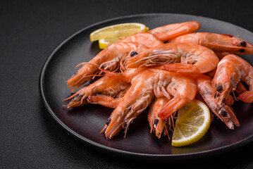 Tiger shrimp or langoustine boiled with spices and salt