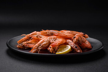 Tiger shrimp or langoustine boiled with spices and salt