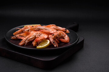 Tiger shrimp or langoustine boiled with spices and salt