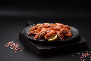 Tiger shrimp or langoustine boiled with spices and salt