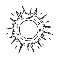 Cosmic space object doodle. Outline drawing of star. Astronomy science abstract sketch. Hand drawn vector illustration isolated on white.
