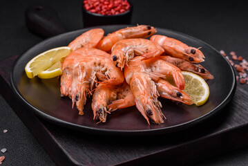 Tiger shrimp or langoustine boiled with spices and salt