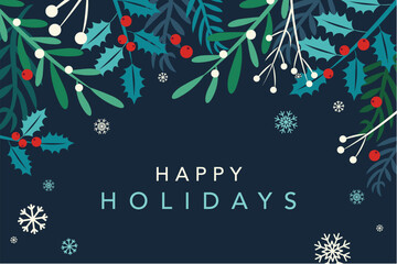 Dark Green Blue Happy Holidays Vector Illustration 1