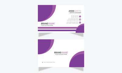 Horizontal Template Business Clean layout Design simple Name card Corporate Modern Vector Business Card Double sided purple Card  Stationary Design Minimal