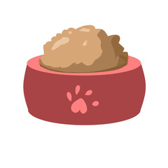 Bowl of cat food illustration, cat food clipart