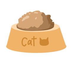 Bowl of cat food illustration, cat food clipart
