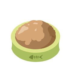 Bowl of cat food illustration, cat food clipart