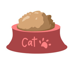Bowl of cat food illustration, cat food clipart