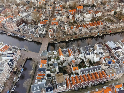 Aeral view on Amsterdam city