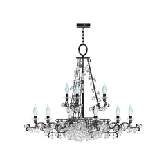 crystal chandelier for the interior isolated on transparent background, home lighting, 3D illustration, cg render