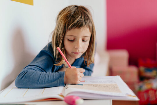 Girl doing homework