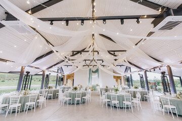 Wedding reception room dining table event interior
