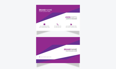 set of cards Purple   Horizontal Business card  paper Template simple clean layout Creative And Minimalist  Double sided  Stationary Design Minimal Corporate name card Modern Vector