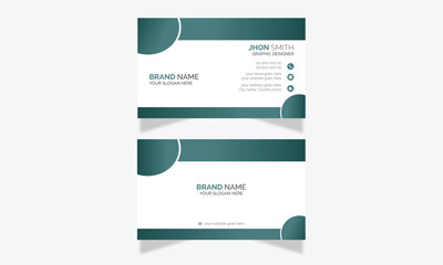 Teal Gradient  template Creative And Minimalist  Double sided  Stationary Design Minimal Minimal Corporate name card Modern Vector Business card  Horizontal paper Template simple clean layout 