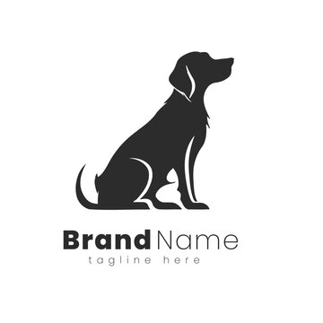 Black Dog on a white background Logo Design in modern minimalist illustrations flat icons, vector logo
