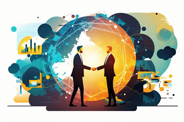 Business development, Global business network and innovation technology, marketing planning and teamwork concept.