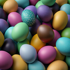 Pile of colorful Easter eggs. Pool of colored eggs background wallpaper