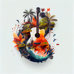 abstract logo guitar tropical