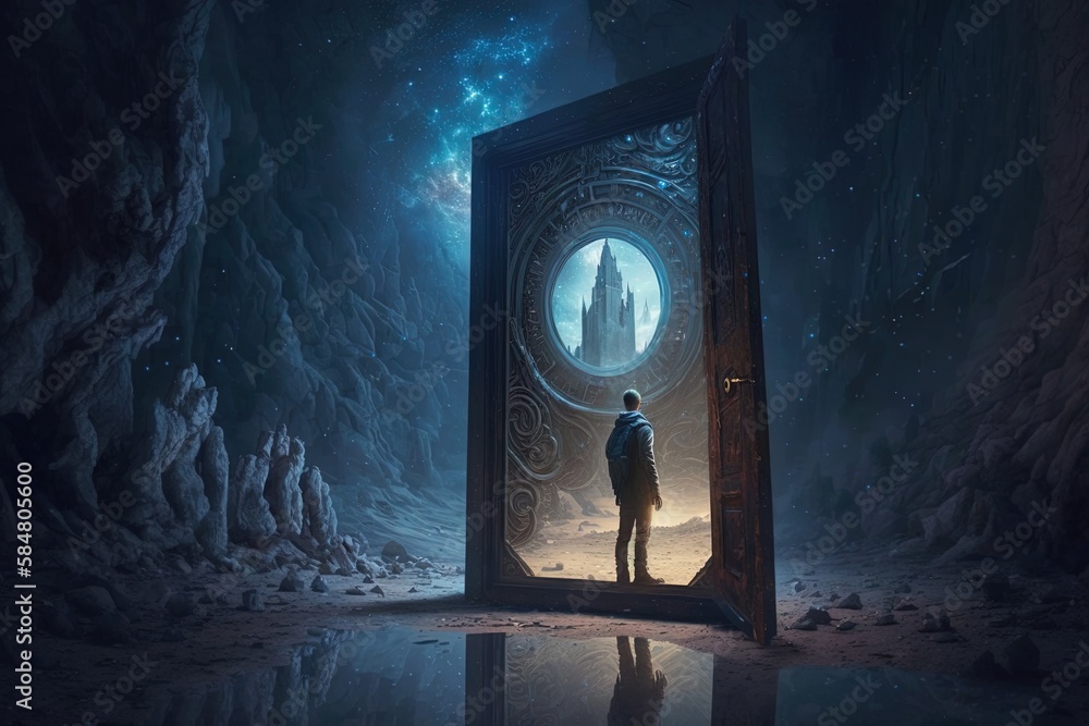 Poster reflections from beyond time - searching for a lost soul in an alternate dimension generative ai