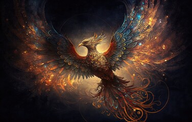 Resplendent Spirit: A Divine Vision of a Mystic Phoenix Generative AI