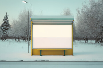 blank white billboard on city street. Poster on street next to roadway. Generative ai