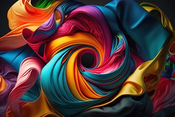Mesmerizing Swirl and Flutter of Colorful Silks Generative AI